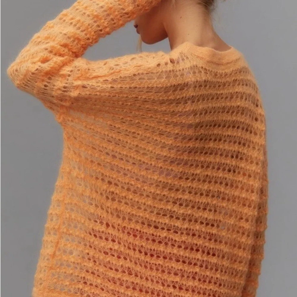 Anthropologie Pilcro Open Knit Stitch Vibrant Sweater Top Size M Pullover